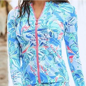 Lilly Pulitzer Sunny Bennet Blue Celestial Seas Floral rushguard